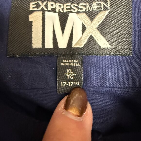 Men's EXPRESS 1MX‎ Modern Fit Dress Shirt Navy | Size XL - Picture 3 of 6